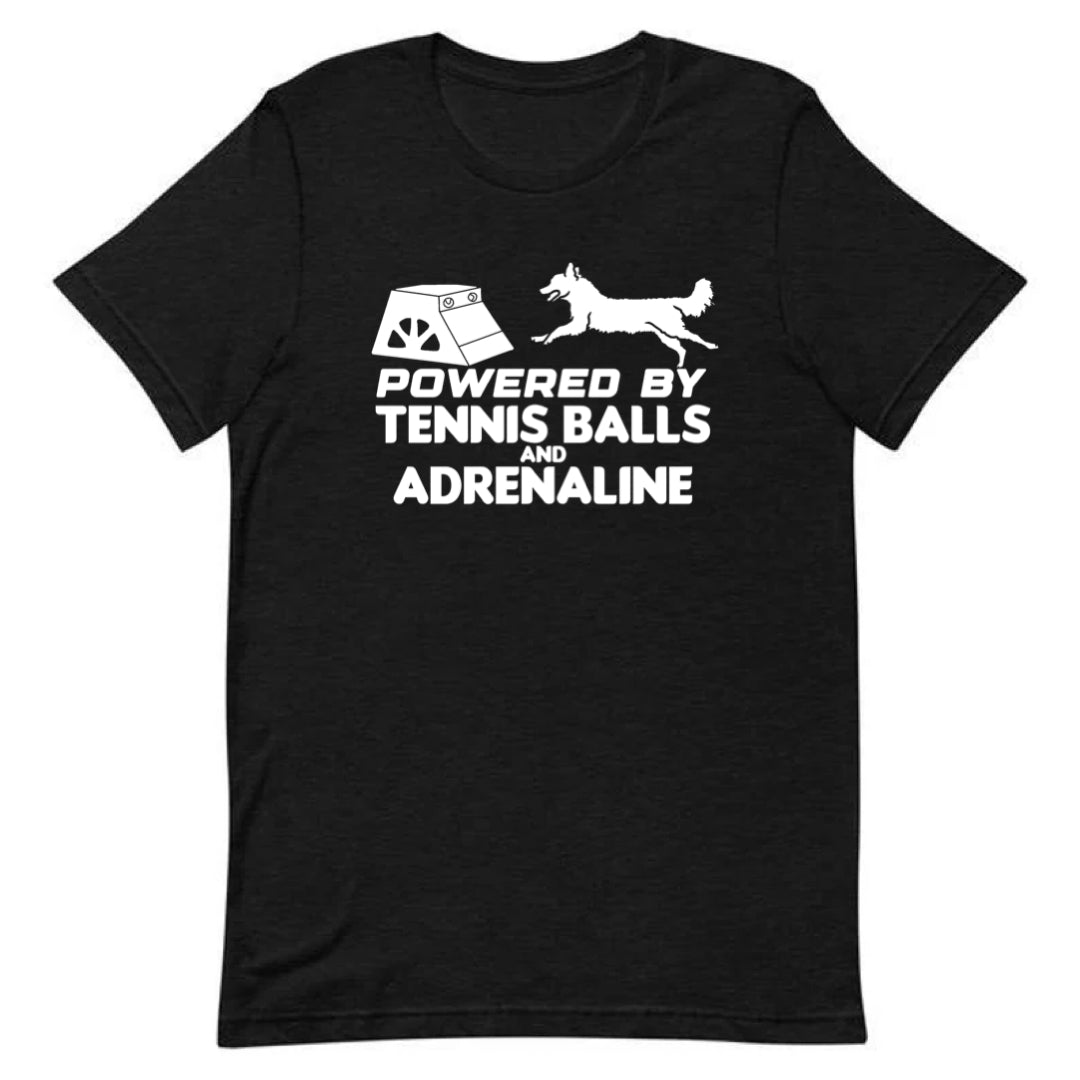 Powered By Tennis Balls And Adrenaline Tee